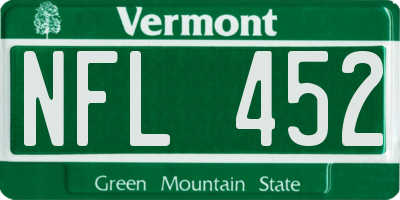 VT license plate NFL452