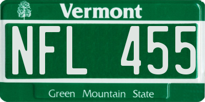 VT license plate NFL455