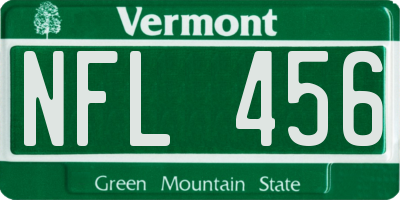 VT license plate NFL456