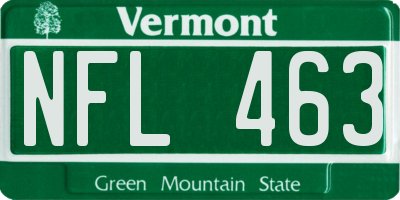 VT license plate NFL463