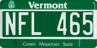 VT license plate NFL465
