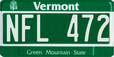 VT license plate NFL472