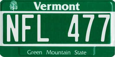 VT license plate NFL477