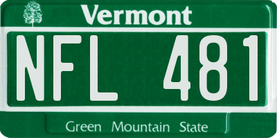 VT license plate NFL481