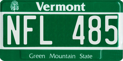 VT license plate NFL485