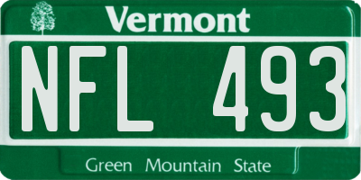 VT license plate NFL493