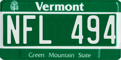 VT license plate NFL494