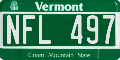 VT license plate NFL497