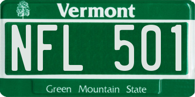 VT license plate NFL501