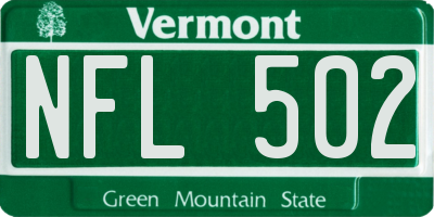 VT license plate NFL502