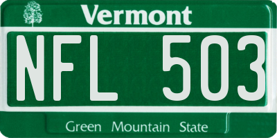 VT license plate NFL503