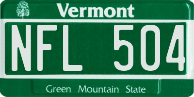 VT license plate NFL504
