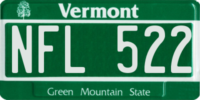 VT license plate NFL522