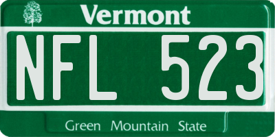 VT license plate NFL523