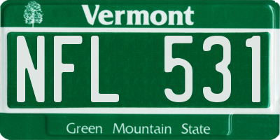 VT license plate NFL531