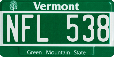 VT license plate NFL538