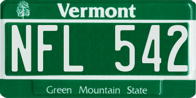 VT license plate NFL542