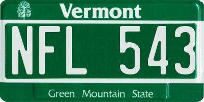 VT license plate NFL543