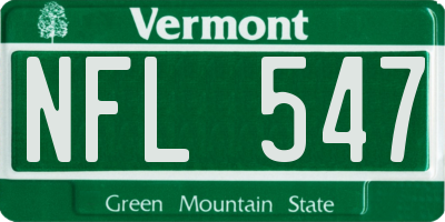 VT license plate NFL547