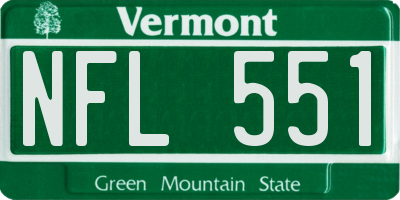 VT license plate NFL551