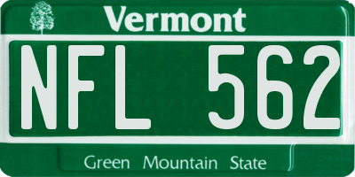VT license plate NFL562