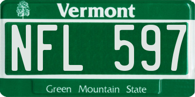 VT license plate NFL597