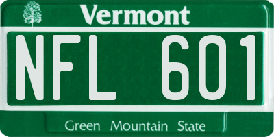 VT license plate NFL601