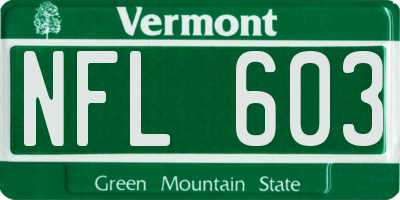 VT license plate NFL603