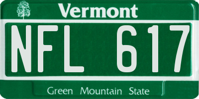 VT license plate NFL617