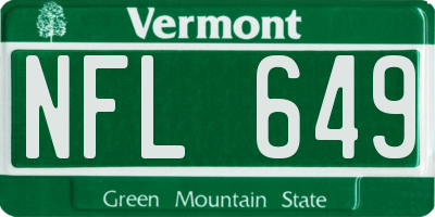VT license plate NFL649