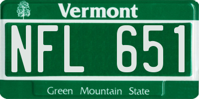 VT license plate NFL651