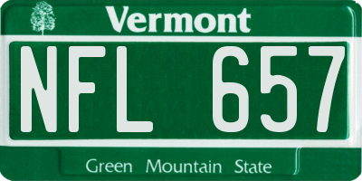 VT license plate NFL657