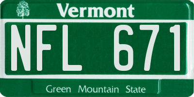 VT license plate NFL671