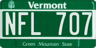 VT license plate NFL707