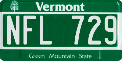 VT license plate NFL729