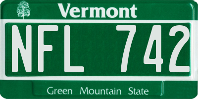 VT license plate NFL742
