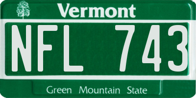 VT license plate NFL743