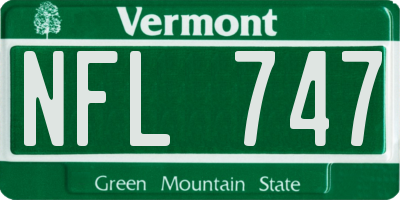 VT license plate NFL747