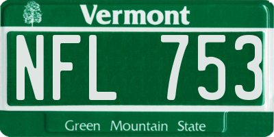 VT license plate NFL753