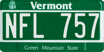 VT license plate NFL757