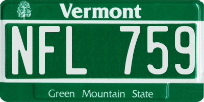 VT license plate NFL759