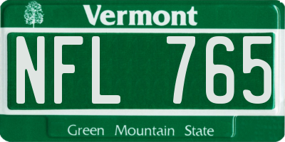 VT license plate NFL765