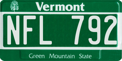 VT license plate NFL792