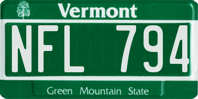 VT license plate NFL794