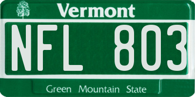 VT license plate NFL803