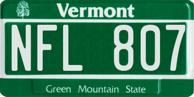 VT license plate NFL807