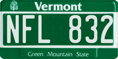 VT license plate NFL832