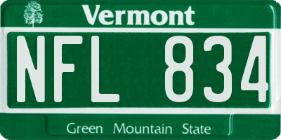 VT license plate NFL834