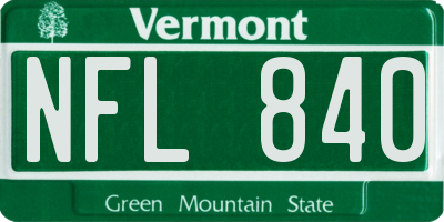 VT license plate NFL840