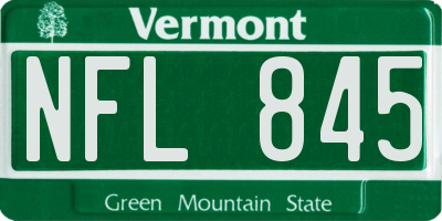 VT license plate NFL845
